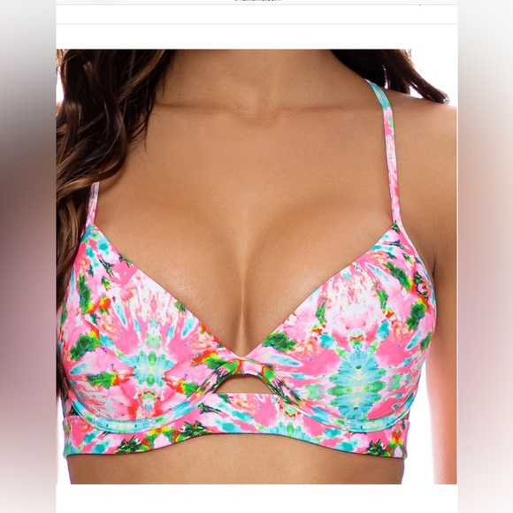Luli Fama Euphoria Underwire Bikini Top Womens Size Small Pink Blue Cut Out - Picture 1 of 15